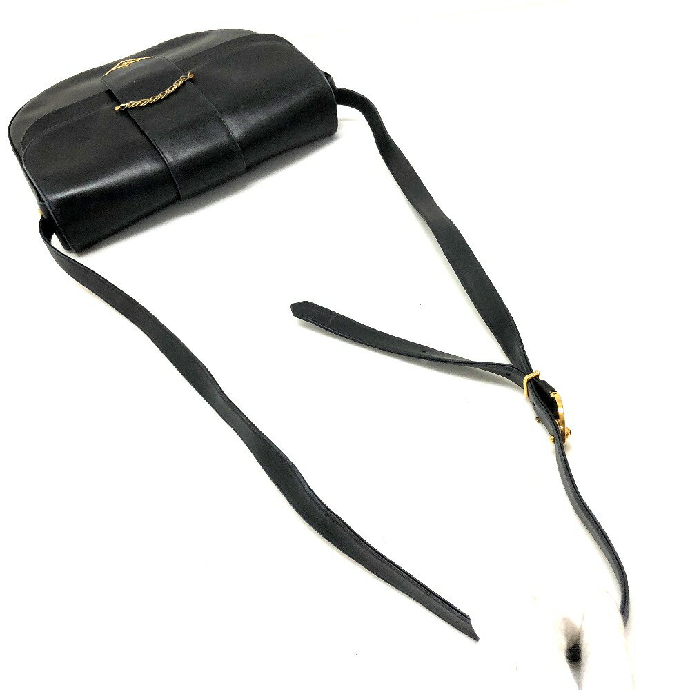 CARTIER カルティエ サファイアライン フラップ カバン 斜め掛け ショルダーバッグ レザー レディース ダークネイビー 【中古】