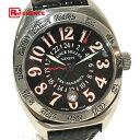 FRANCK MULLER フランクミュラー 2000WW GMT デイト トランスアメリカ ワールドワイド 自動巻き 腕時計 SS /レザーベルト メンズ シルバー×ブラックベルト 【中古】