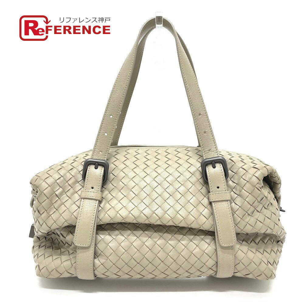 BOTTEGA VENETA ボッテガヴェネタ イントレチャート ベルトハンドル カバン ミニ ボストンバッグ ハンドバッグ レザー レディース グレージュ 【中古】のサムネイル