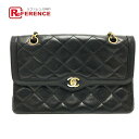 CHANEL シャネル ココマーク CC マトラッセ Wチェーン カバン ショルダーバッグ ラムスキン レディース ブラック 【中古】