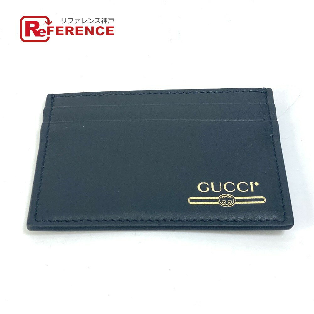 GUCCI グッチ 547596 ロゴ 名刺入れ パスケース カードケース レザー メンズ ブラック 【中古】