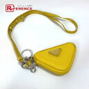 PRADA プラダ 2TT140 三角 プレート Re Nylon トライアングル ネックストラップ付 キーリング ポーチ ナイロン メンズ イエロー 未使用 ...