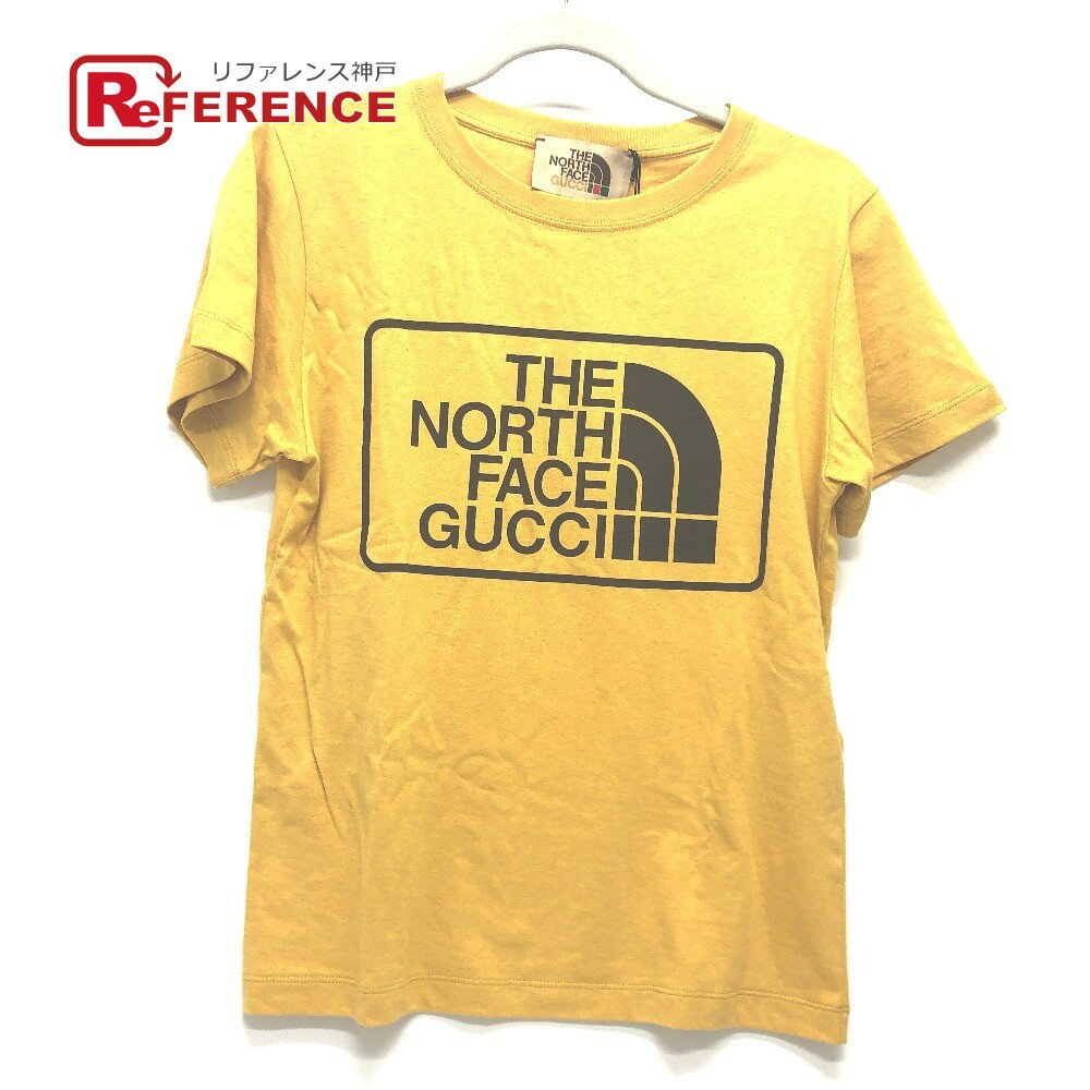 GUCCI グッチ 616036 THE NORTH FACE コラボ 半袖Tシャツ コットン レディース マスタード イエロー 未使用 【中古】