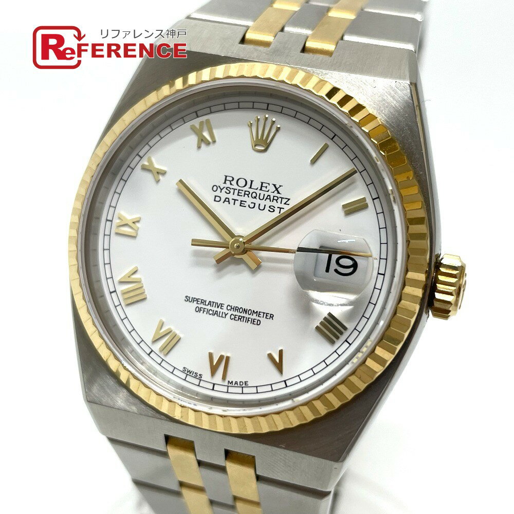 ROLEX ロレックス 17013 オイスタークォーツ デイトジャスト コンビ ローマ文字盤 腕時計 SS/18K メンズ シルバー 【中古】