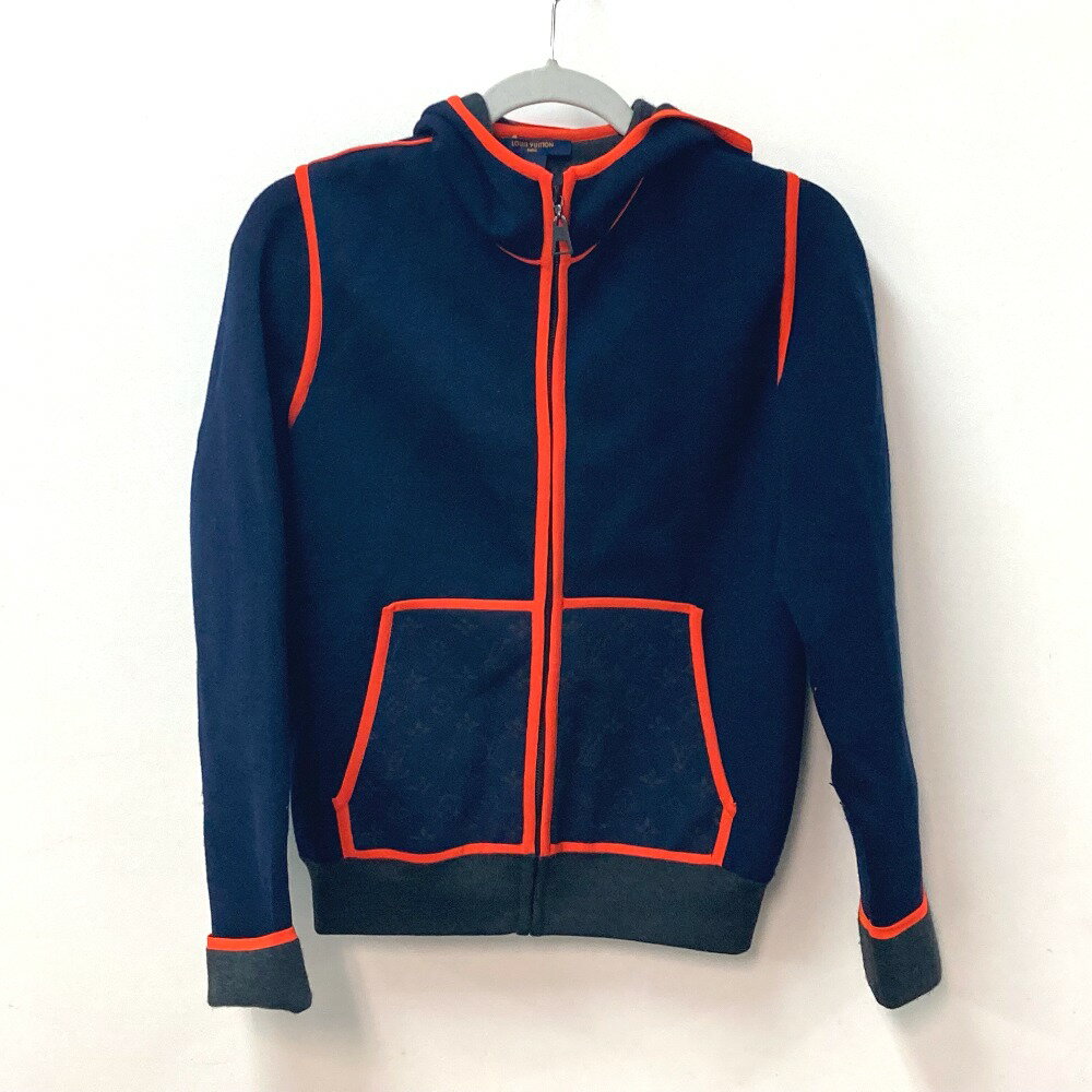 LOUIS VUITTON ルイヴィトン FMKC06　FMKC03 ロゴ トップス フーディー トレーナー ポイントモノグラム バイカラー フードパーカー パンツ セット ボトムス パンツ セットアップ ウール /ナイロン レディース ネイビー×オレンジ 【中古】