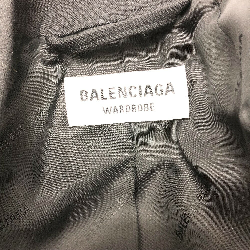 BALENCIAGA バレンシアガ 571278 シングル ブラックベーシックジャケット アパレル/肩パッド 長袖 アパレル ジャケット コットン /ウール レディース ブラック 新品同様 【中古】