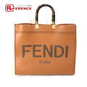 FENDI フェンディ 8BH372 サンシャイン ラージ ロゴ ショルダーバッグ トートバッグ レザー レディース ブラウン 【中古】