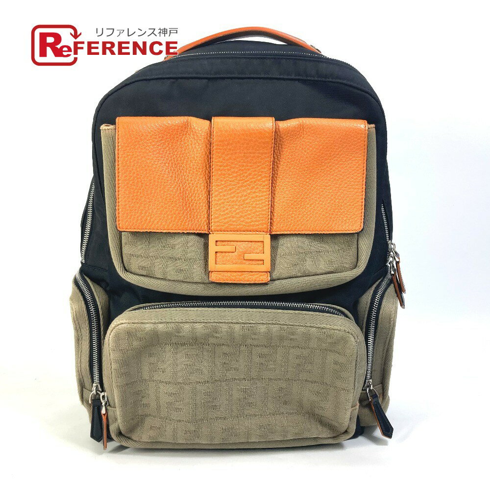 FENDI フェンディ 7VZ048 バックパック ズッカ マルチ カバン リュックサック ナイロン/キャンバス メンズ ブラック 【中古】