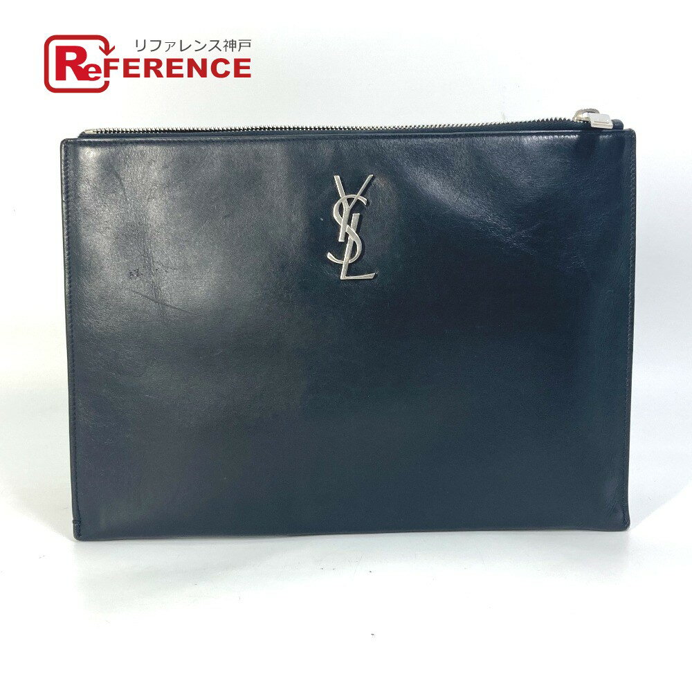 SAINT LAURENT PARIS サンローランパリ 453249 YSL ロゴ ポーチ カバン クラッチバッグ レザー メンズ ブラック 【中古】のサムネイル