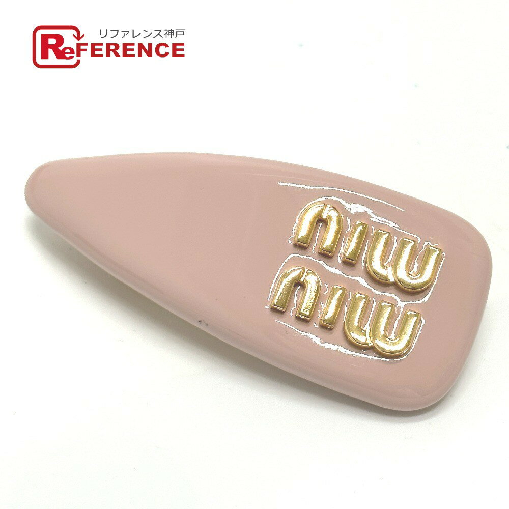 MIUMIU ミュウミュウ 5IF092 ヘアアクセサリー ロゴ ヘアクリップ ヘアピン バレッタ パテントレザー レディース ピンク 【中古】のサムネイル