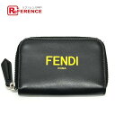 FENDI フェンディ 7M0257 小銭入れ ロゴ バイカラー 財布 ラウンドファスナー コインケース レザー メンズ ブラック 【中古】