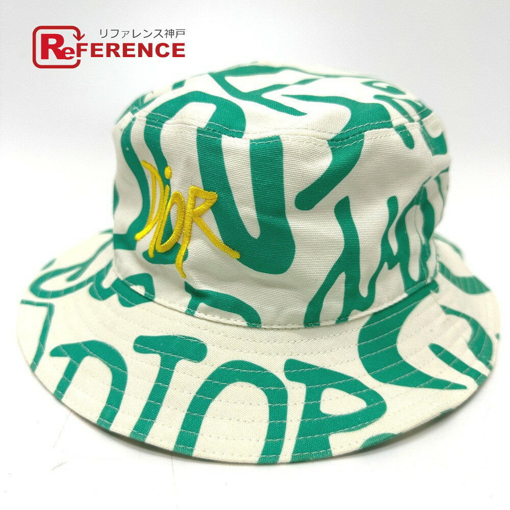 Dior ディオール 033C906A4949 Shawn Stussy ショーン ステューシー コラボ ハット帽 帽子 バケットハット ボブハット ハット コットン メンズ グリーン 【中古】