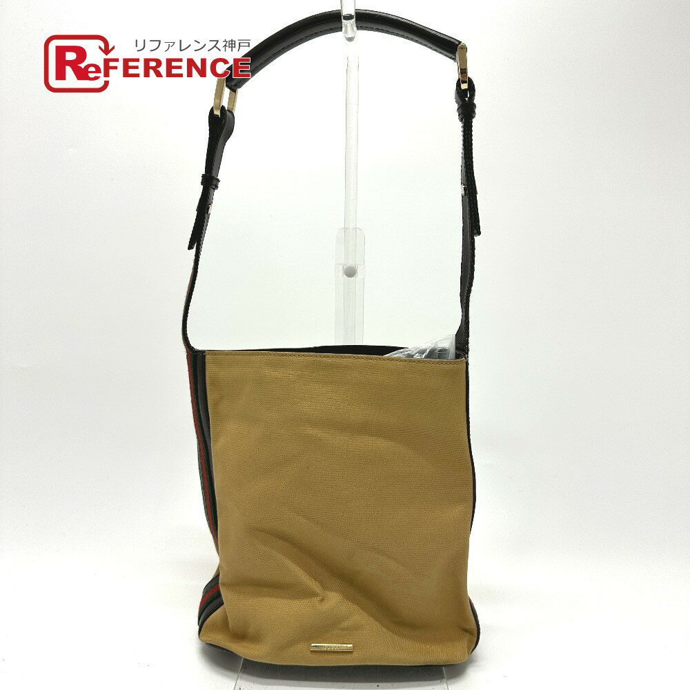 Rakuten - GUCCI グッチ 001・4286 ヴィンテージ シェリーライン バケツ型 カバン 肩掛け ショルダーバッグ レザー/キャンバス レディース ベージュ 【中古】