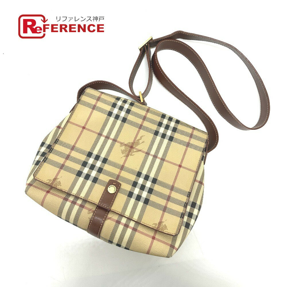 BURBERRY バーバリー チェック ショルダーバッグ ショルダーバッグ PVC/レザー レディース ベージュ 【中古】