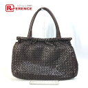 BOTTEGA VENETA ボッテガヴェネタ 823197 イントレチャート トートバッグ カバン ハンドバッグ レザー レディース ダークブラウン 【中古】