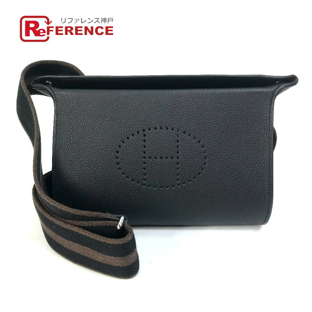 HERMES エルメス Hロゴ パンチング ヴィドポッシュ クロスボディ 斜め掛け ショルダーバッグ トゴ ユニセックス エベンヌ ブラック 未使用 【中古】のサムネイル