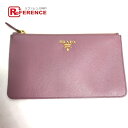 PRADA プラダ ロゴ メイクポーチ 化粧 フラットポーチ ポーチ サフィアーノレザ- レディース ピンク系 【中古】(4)