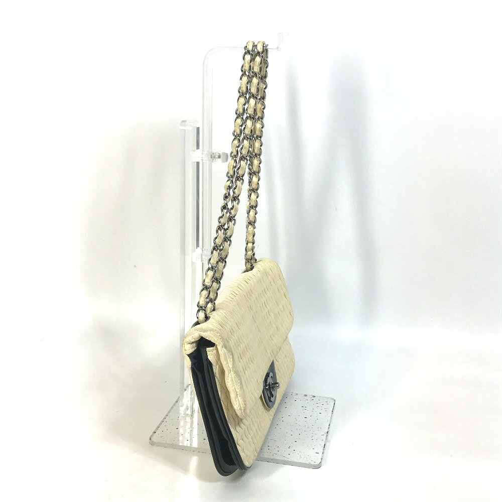 CHANEL シャネル CC ココマーク チェーンバッグ 斜め掛け Wチェーン ショルダーバッグ ラムスキン /エナメル レディース ホワイト 【中古】