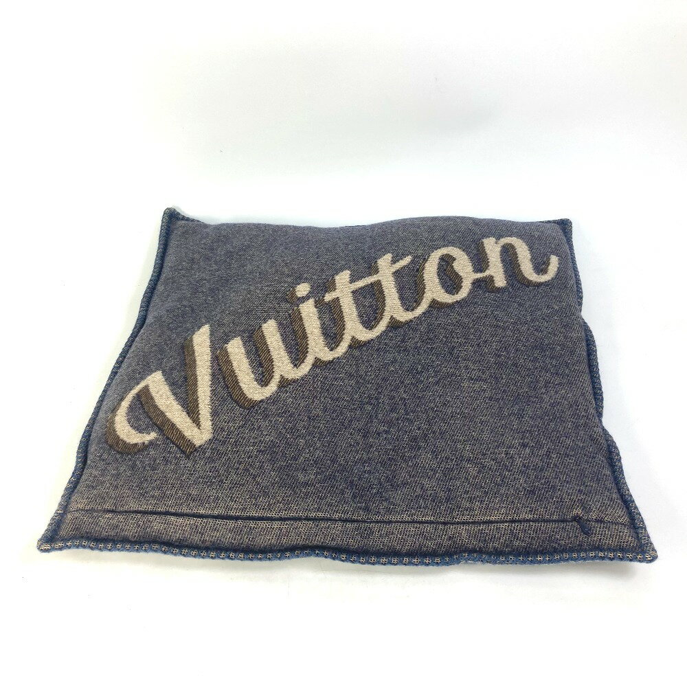 LOUIS VUITTON ルイヴィトン M70336 ロゴ ピロー 枕 インテリア クッション ウール /カシミヤ レディース ネイビー 【中古】