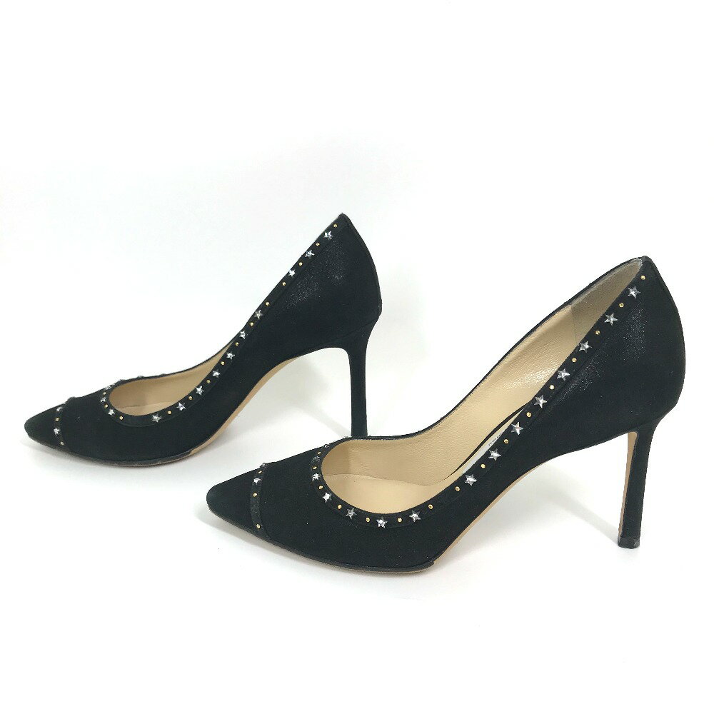 JIMMY CHOO ジミーチュウ スター スタッズ ハイヒール 靴 シューズ パンプス スエード レディース ブラック 【中古】
