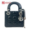 Dior ディオール レディディオール Ladydior カナージュ ミニ カバン 2WAYバッグ ハンドバッグ ショルダーバッグ レザー レディース ブラック...