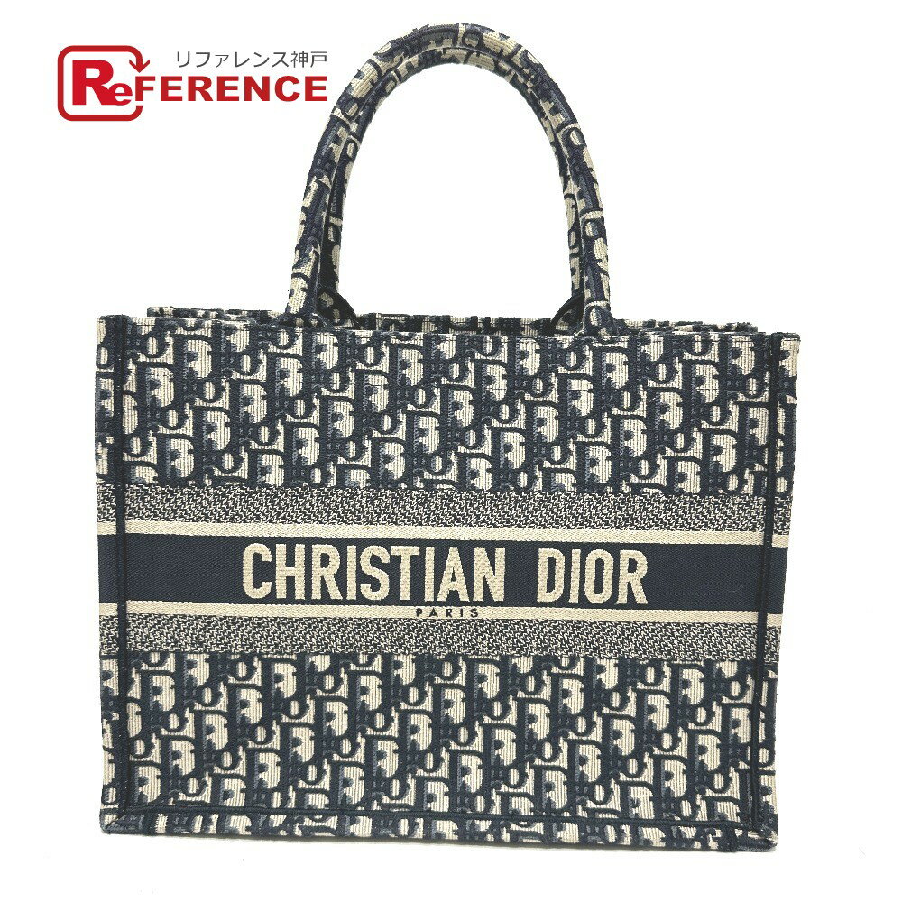 Dior ディオール オブリーク エンブロイダリー ブックトート ミディアム トートバッグ キャンバス レディース ネイビー 【中古】のサムネイル