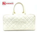 CHANEL シャネル CC ココマーク ボストンバッグ カバン ハンドバッグ キャビアスキン レディース ホワイト 【中古】