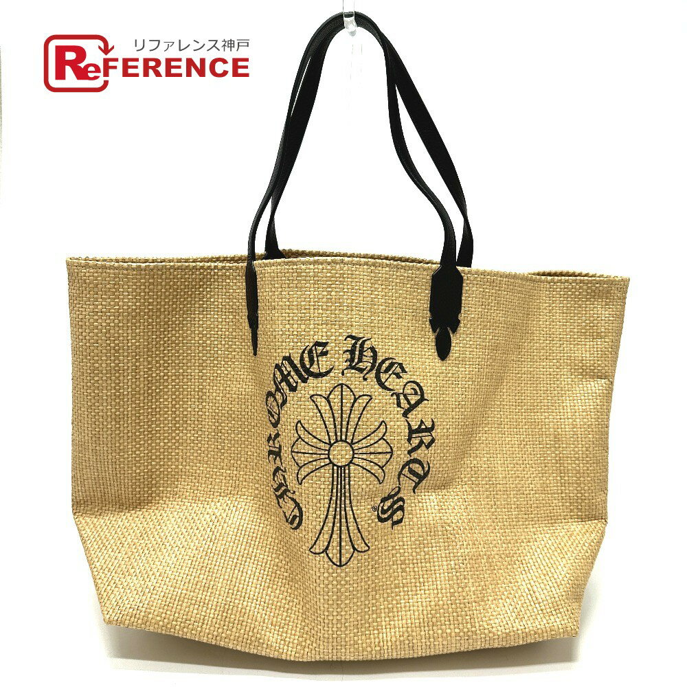 CHROME HEARTS クロムハーツ CHクロス LARGE BEACHES BAG カバン トートバッグ ストロー メンズ ベージュ 未使用 【中古】