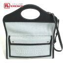 BURBERRY バーバリー 80412551 クラッチバッグ ハンドバッグ カバン SMポケット 3WAY 斜め掛け カバン ショルダーバッグ レザー/キャンバス レディース ブルー 【中古】