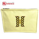 HERMES エルメス メイクポーチ 化粧ポーチ Hティサージュ クラッチバッグ ポーチ トワルアッシュ ユニセックス シトロン イエロー 【中古】