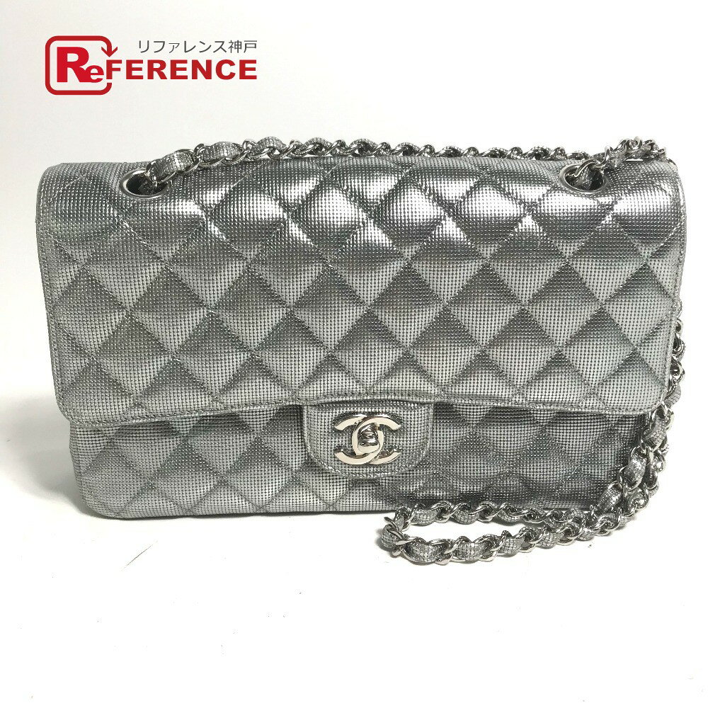 CHANEL シャネル ココマーク CC マトラッセ 25 Wチェーン 肩掛け ショルダーバッグ レザー レディース シルバー 【中古】