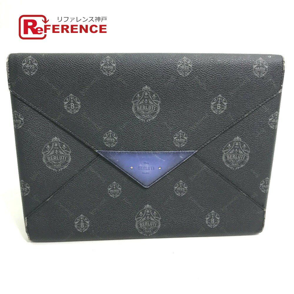 Berluti ベルルッティ ロゴ ポーチ レターケース バッグ クラッチバッグ レザー メンズ ブラック 【中古】