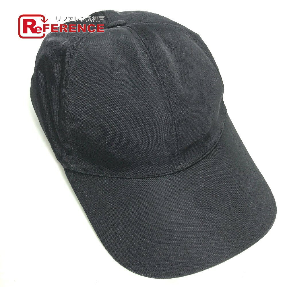 PRADA プラダ 2HC274 ロゴ 帽子 キャップ帽 ベースボール キャップ ナイロン メンズ ブラック 【中古】