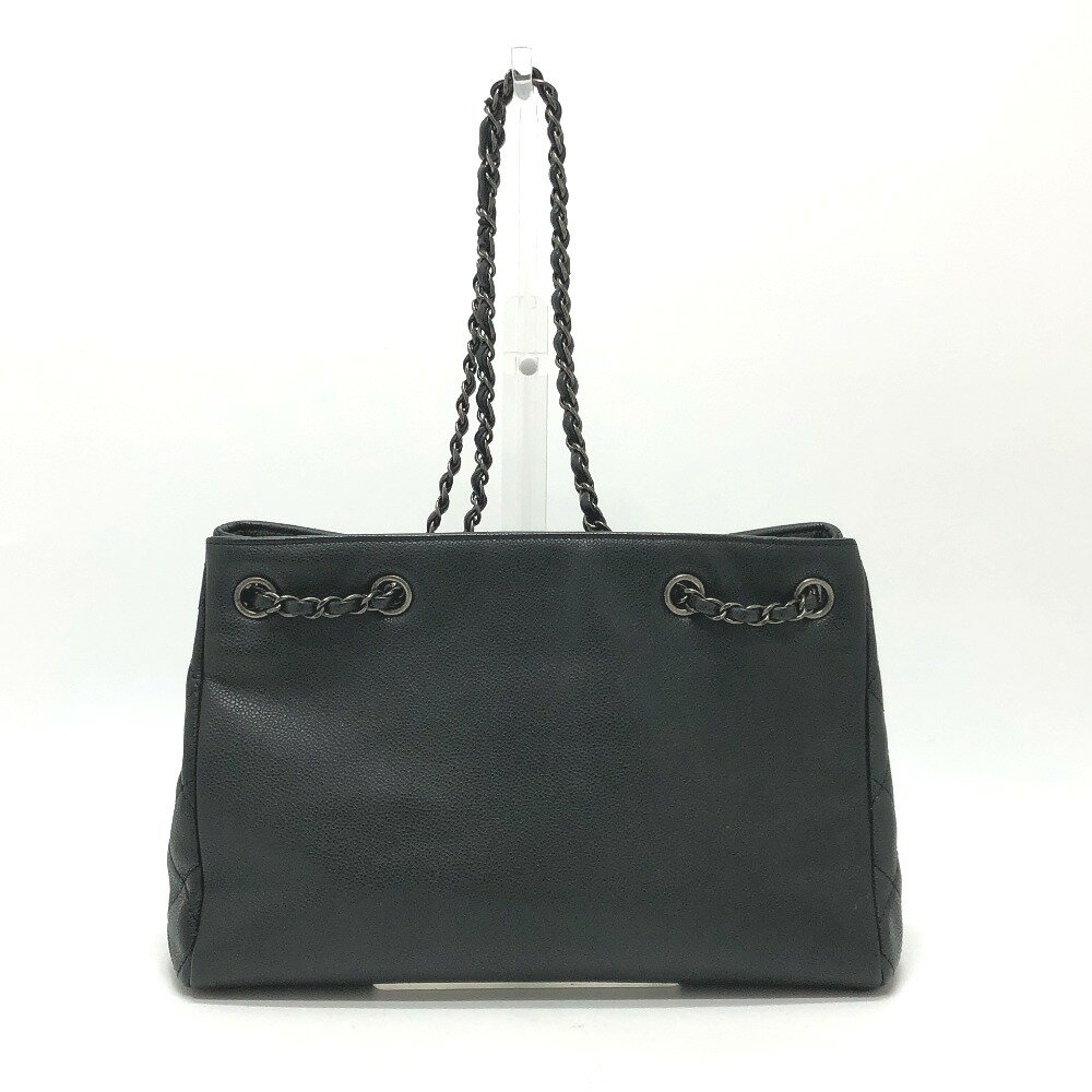 CHANEL シャネル CC ココマーク トートバッグ チェーンバッグ カバン ハンドバッグ ショルダーバッグ キャビアスキン レディース グレー 【中古】