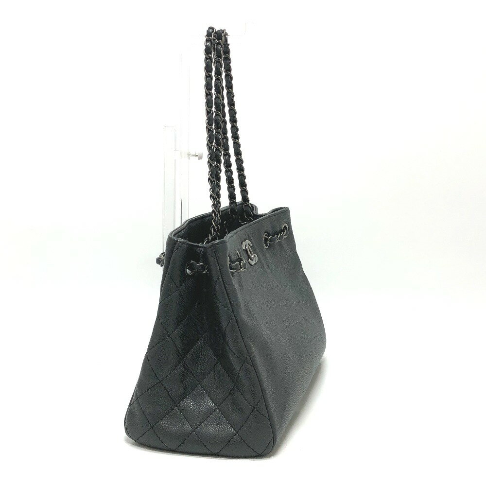 CHANEL シャネル CC ココマーク トートバッグ チェーンバッグ カバン ハンドバッグ ショルダーバッグ キャビアスキン レディース グレー 【中古】