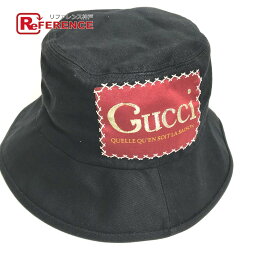 GUCCI グッチ 627174 ロゴ ハット帽 帽子 バケットハット ボブハット ハット コットン レディース ブラック 【中古】