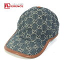 GUCCI グッチ 656206 デニム GG ロゴ 帽子 キャップ帽 ベースボール キャップ GGキャンバス ユニセックス ネイビー 【中古】