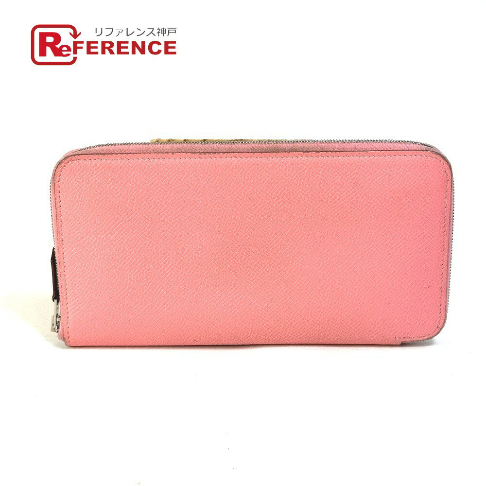 HERMES エルメス アザップロング シルクイン ラウンドファスナー 長財布 ヴォーエプソン レディース ピンク 【中古】