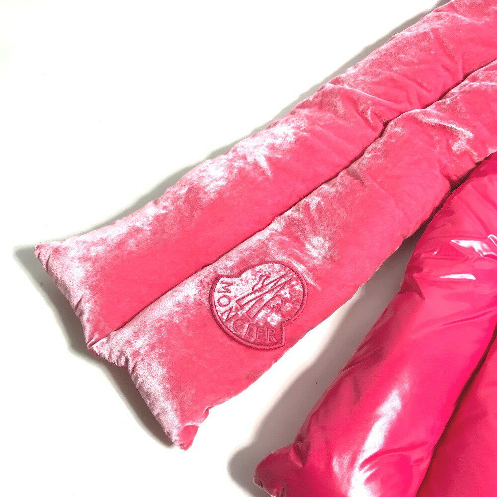 MONCLER モンクレール ダウン ベロア ロゴ アクセサリー マフラー レーヨン /シルク レディース ピンク 未使用 【中古】