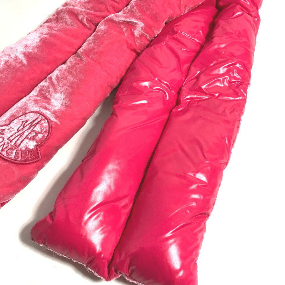 MONCLER モンクレール ダウン ベロア ロゴ アクセサリー マフラー レーヨン /シルク レディース ピンク 未使用 【中古】