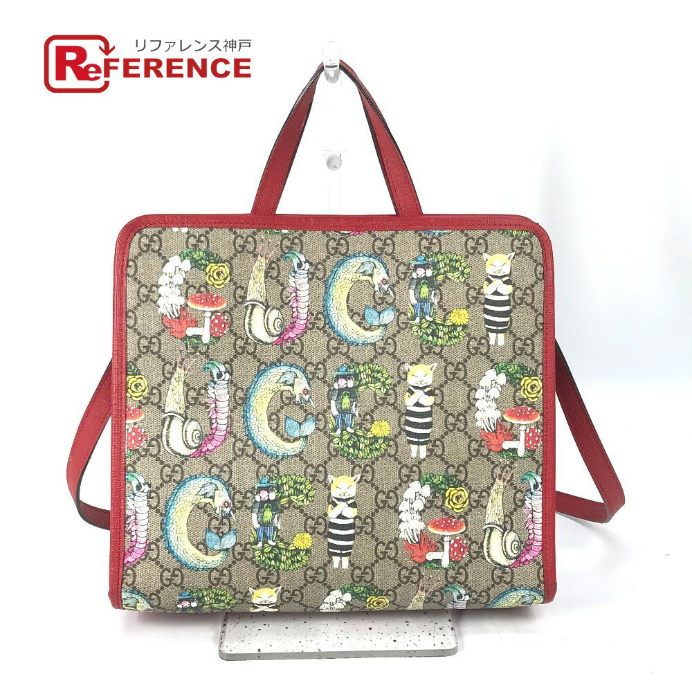 楽天ブランドショップ　リファレンスGUCCI グッチ 612992 GG ヒグチユウコ チルドレンズ キャット 猫 2WAY ショルダーバッグ 斜め掛け ハンドバッグ GGスプリームキャンバス キッズ ベージュ 【中古】