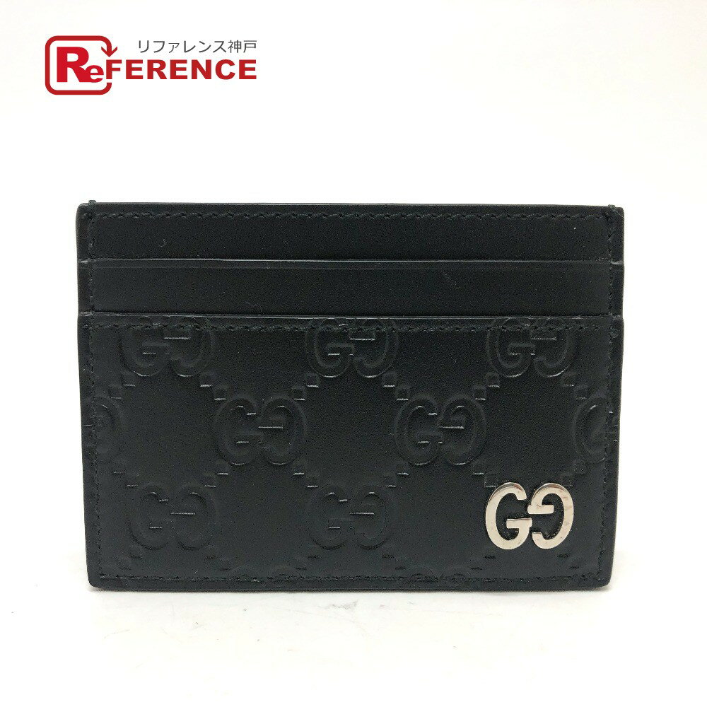 GUCCI グッチ 473927 シマ カードケース レザー メンズ ブラック 【中古】