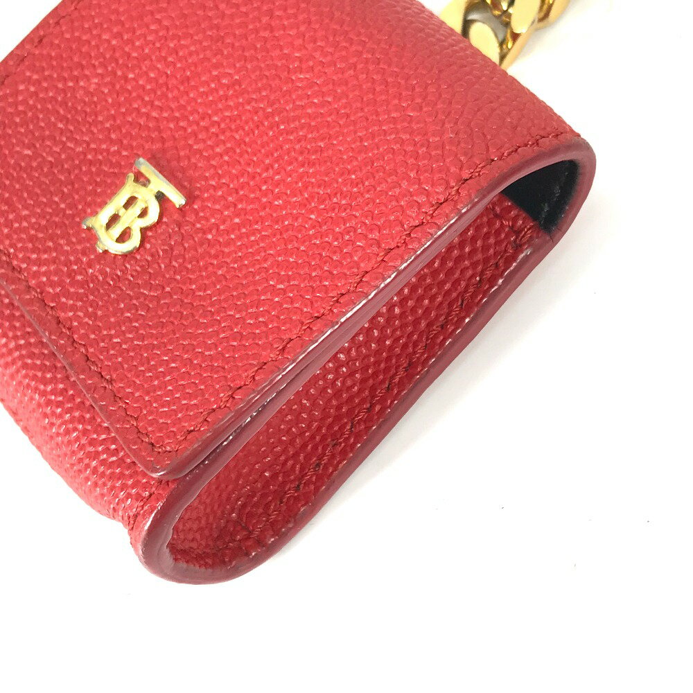 BURBERRY バーバリー エアポッズ apple アップル TBロゴ airpodsケース イヤホン イヤフォンケース レザー レディース レッド 【中古】