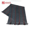GUCCI グッチ 268941 シェリーライン GG フリンジ マフラー ウール /シルク メンズ グレー 【中古】