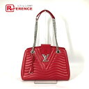 LOUIS VUITTON ルイヴィトン M51497 ニューウェーブ チェーントート 肩掛け カバン Wチェーン ショルダーバッグ レザー レディース レッド...