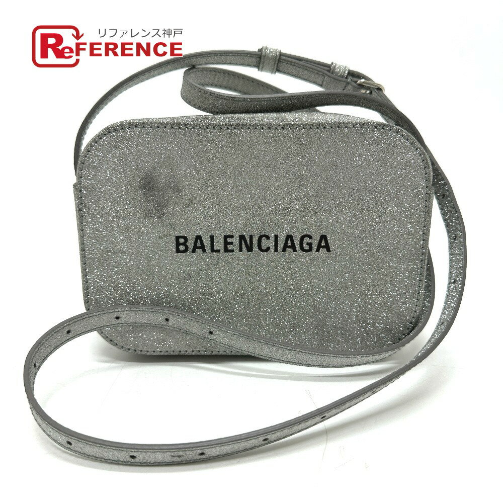 BALENCIAGA バレンシアガ 552372 ロゴ エブリデイ カメラバッグ カバン XSサイズ ショルダーバッグ レザー レディース シルバー 【中古】