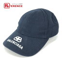 BALENCIAGA バレンシアガ 577548 ロゴ BB 帽子 キャップ帽 ベースボール キャップ コットン レディース ネイビー 【中古】