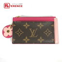 LOUIS VUITTON ルイヴィトン M67494 モノグラム ポルトカルト・ジップ フラワーチャーム 小銭入れ 財布 コインケース モノグラムキャンバス レディース ピンク 【中古】