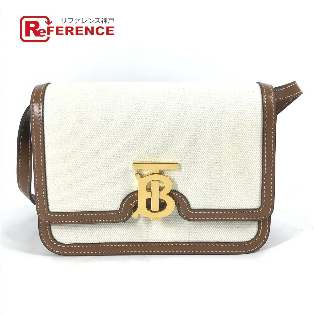 BURBERRY バーバリー 8039365 カバン 2WAYバッグ クラッチバッグ TB 斜め掛け ショルダーバッグ キャンバス/レザー レディース ベージュ 新品同様 【中古】