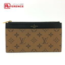LOUIS VUITTON ルイヴィトン M80390 モノグラムリバース スリム パース カード財布 ポーチ モノグラムリバースキャンバス レディース ブラウ...